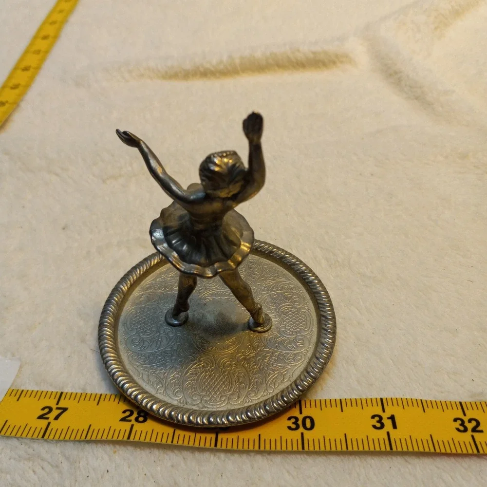 Vintage Silver Plated Ballerina Ring Tray Jewelry Holder Trinket Display Dish